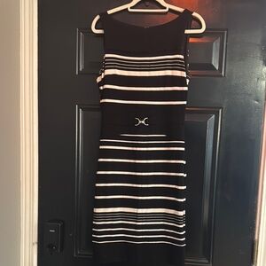 White House Black Market Elegant Black and White Striped Dress